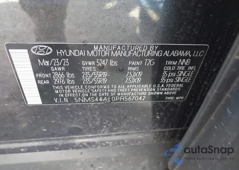 2023 Hyundai Santa Fe Limited from USA, damaged, VIN 5NMS44AL0PH567042